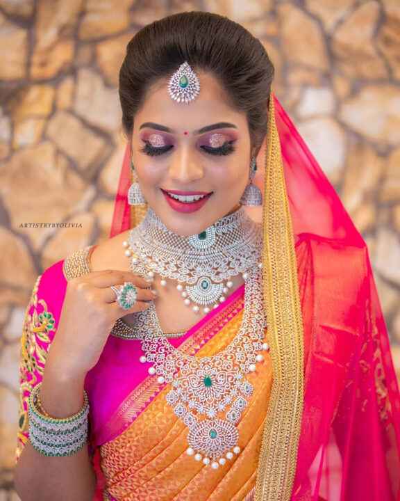 Jashnavi Venkat in bridal silk saree