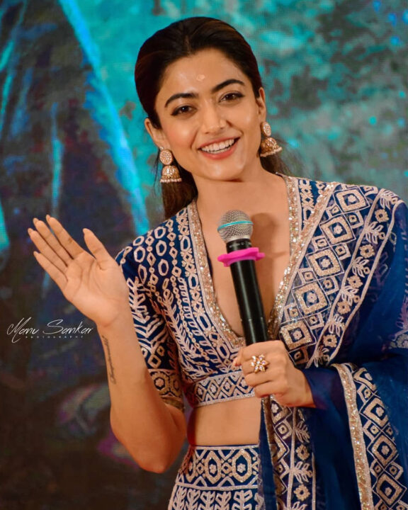 Rashmika Mandanna at Pushpa movie promotion in Kochi