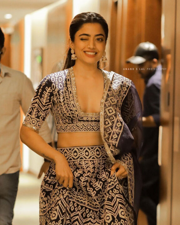 Rashmika Mandanna at Pushpa movie promotion in Kochi