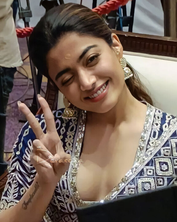 Rashmika Mandanna at Pushpa movie promotion in Kochi