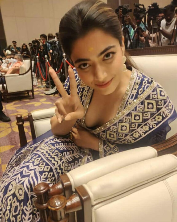 Rashmika Mandanna at Pushpa movie promotion in Kochi