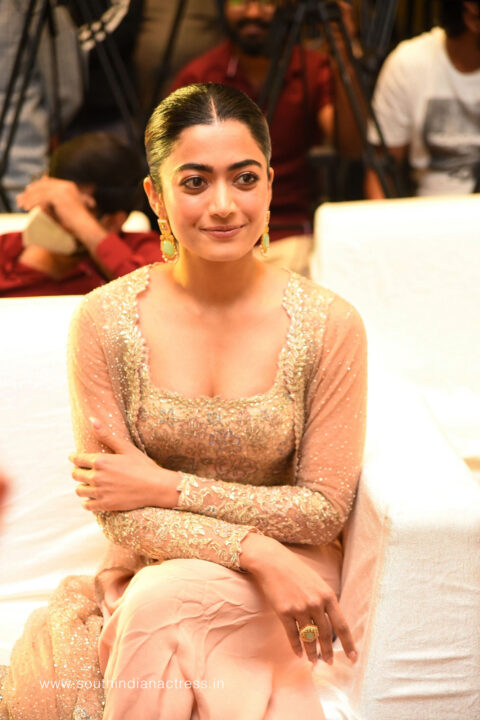 Rashmika Mandanna hot cleavage stills at Pushpa promotion