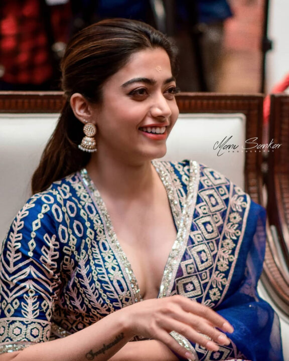 Rashmika Mandanna at Pushpa movie promotion in Kochi