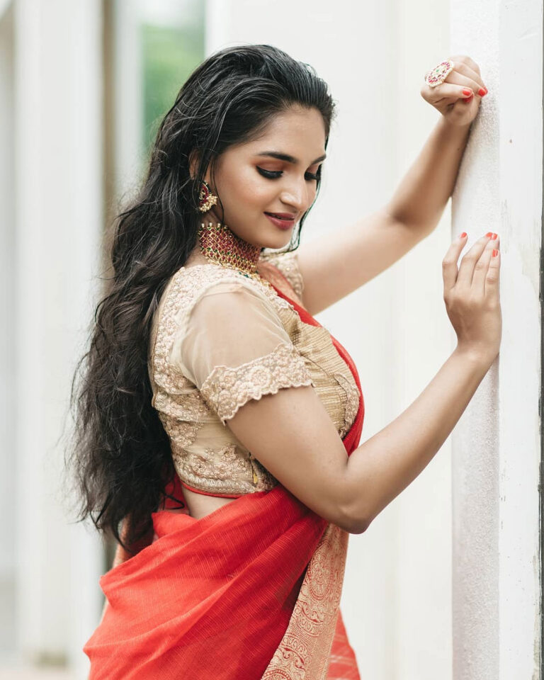 Adithi Shetty in bridal saree photoshoot stills - South Indian Actress