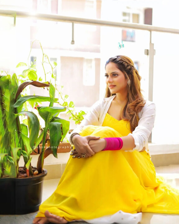 Aishwarya Dutta in yellow dress photoshoot stills