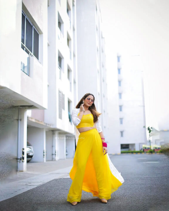 Aishwarya Dutta in yellow dress photoshoot stills