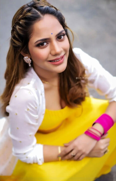 Aishwarya Dutta in yellow dress photoshoot stills