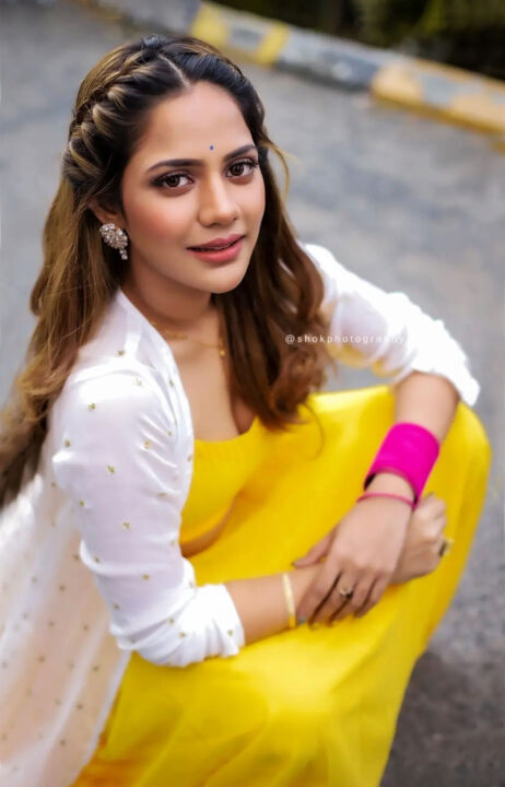 Aishwarya Dutta in yellow dress photoshoot stills