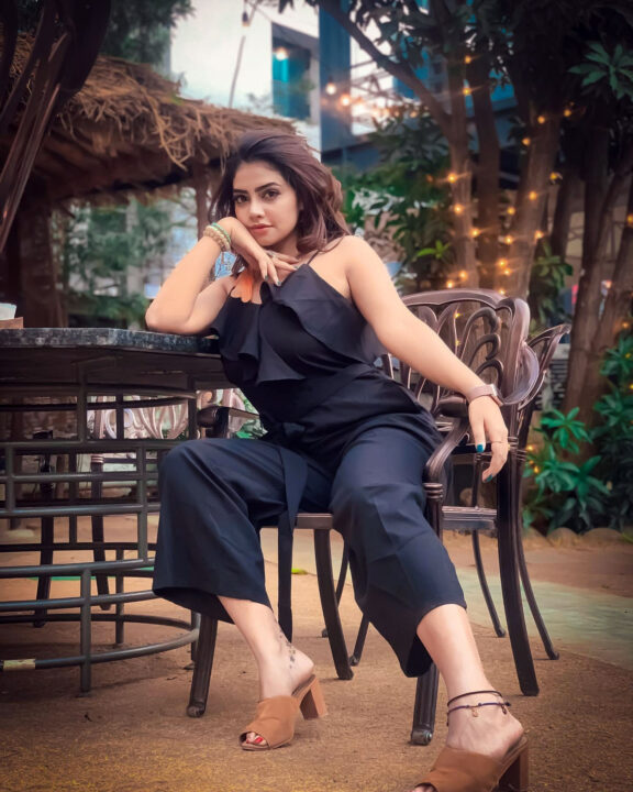 Susmitha Anala in black one pieces evening outfit