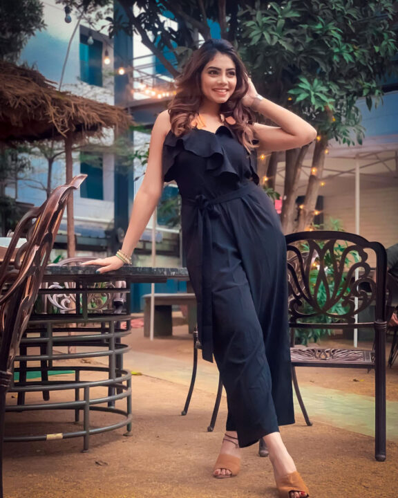 Susmitha Anala in black one pieces evening outfit