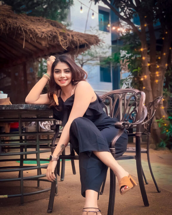 Susmitha Anala in black one pieces evening outfit