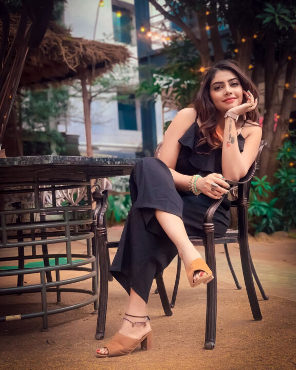 Susmitha Anala in black one pieces evening outfit