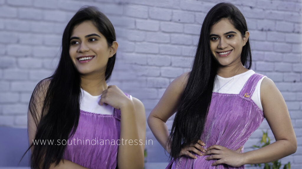 Tara Chowdary in purple outfit photoshoot