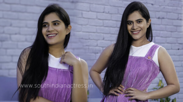 Tara Chowdary in purple outfit photoshoot