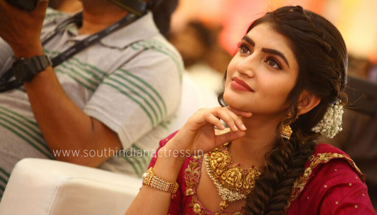 Sreeleela in half saree stills at Kireeti new Movie Opening