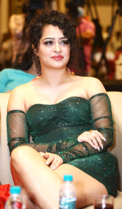 Apsara Rani hot stills in short dress