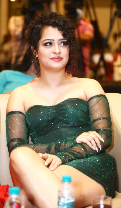 Apsara Rani hot stills in short dress