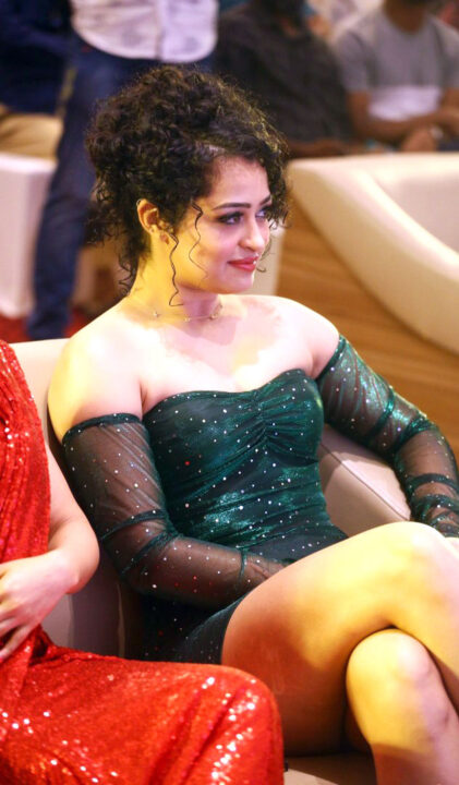 Apsara Rani hot stills in off shoulder strapless dress