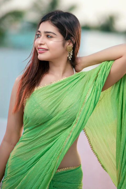 Dharsha Gupta hot stills in green saree