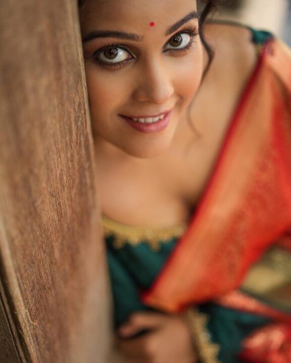 Chandini Tamilarasan in silk saree photoshoot