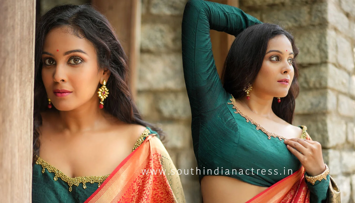 Chandini Tamilarasan in silk saree photoshoot