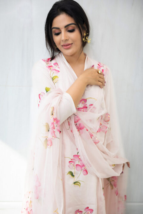 Samyuktha Menon in peach silk kurta