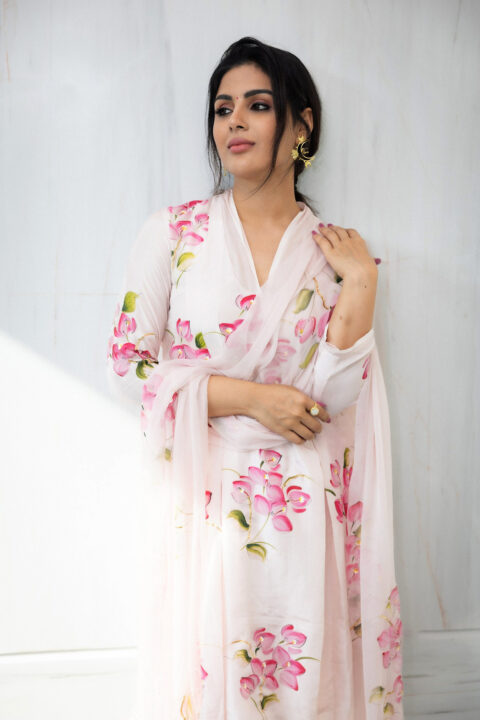 Samyuktha Menon in peach silk kurta