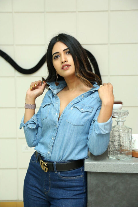 Sravanthi Chokarapu stills in jeans shirt