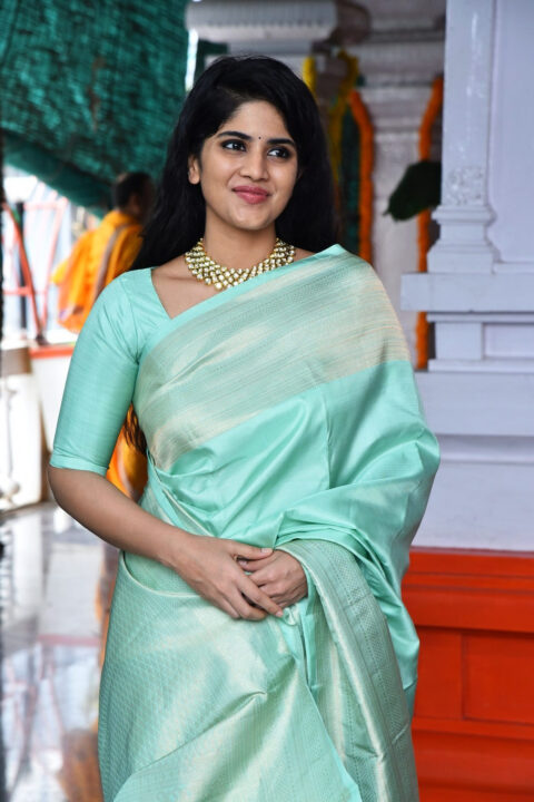 Megha Akash in silk saree photos
