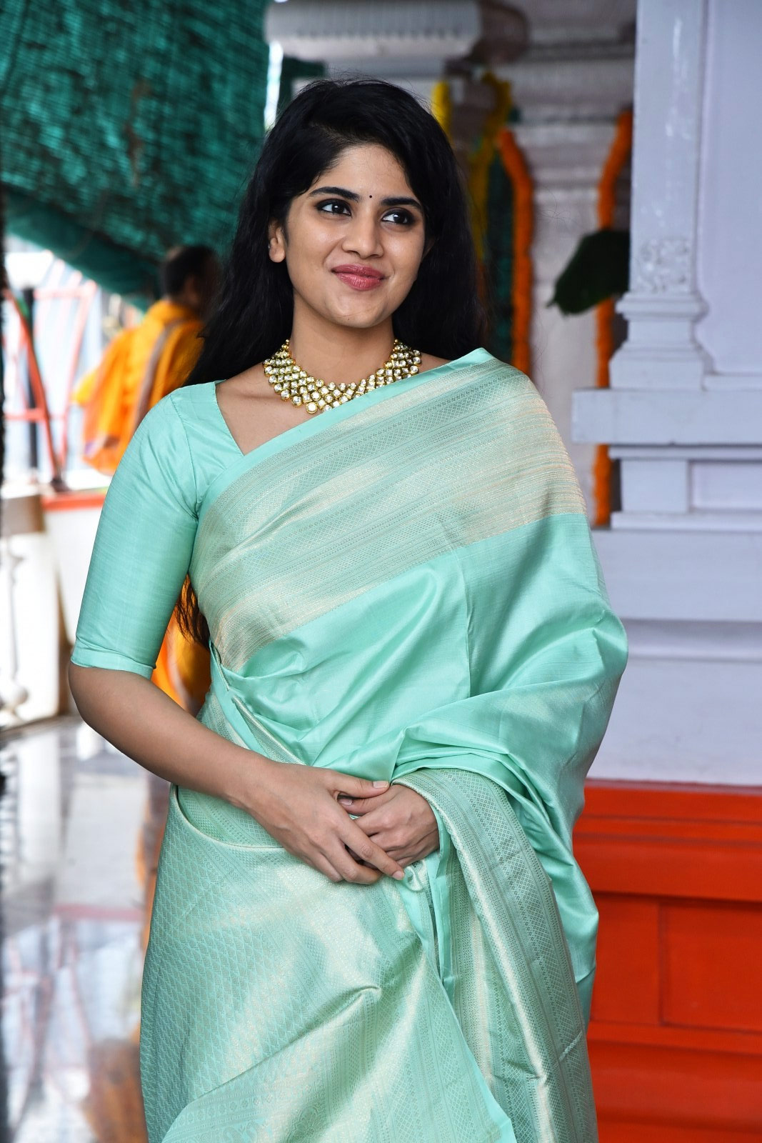 Megha Akash in silk saree photos - South Indian Actress