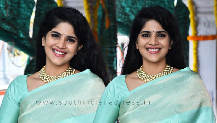 Megha Akash in silk saree photos