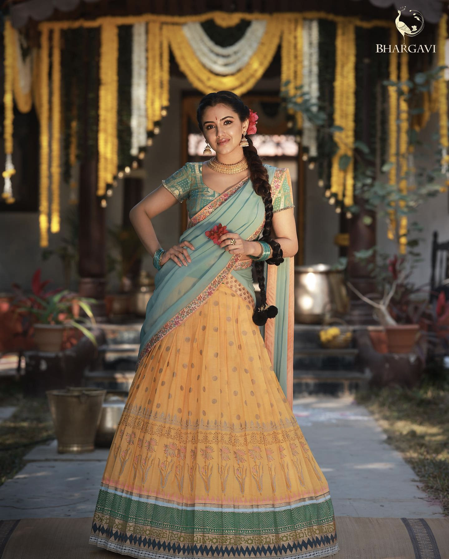 Malvika Sharma in traditional wear half saree stills