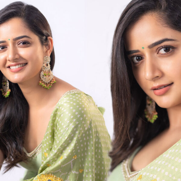 Ashika Ranganath in off white saree photoshoot