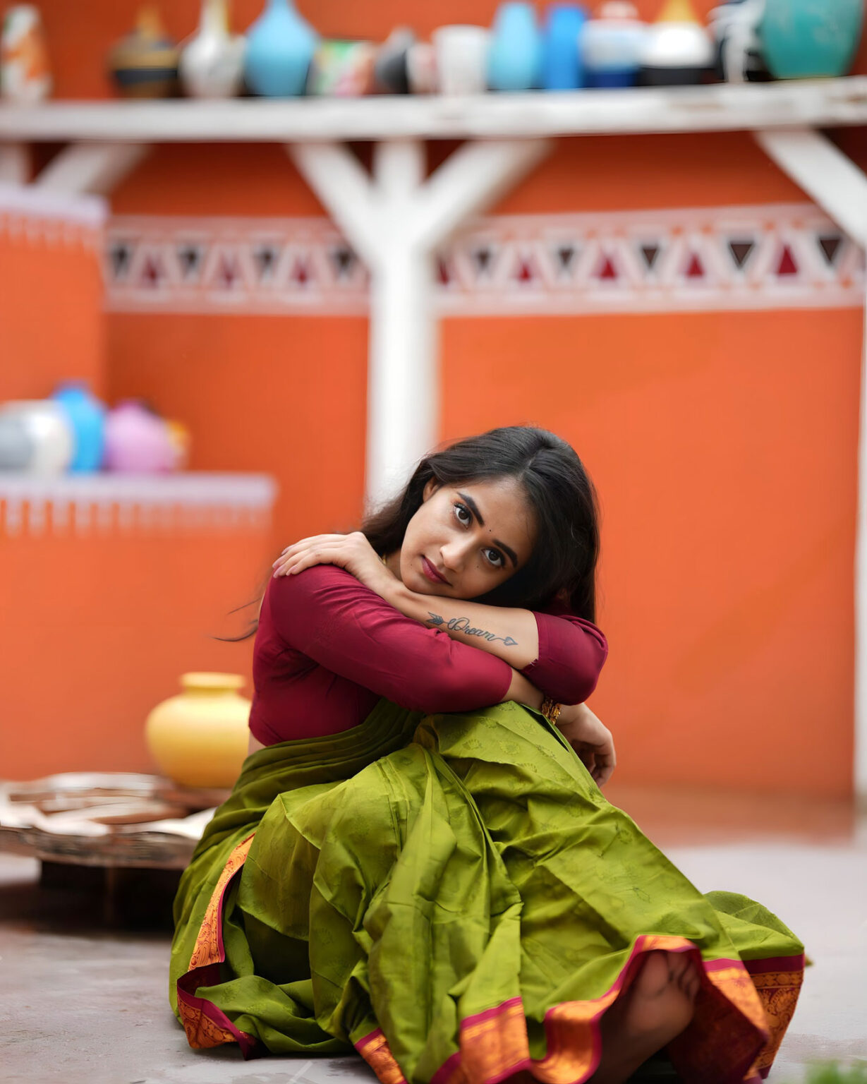 Deepthi Sunaina In Silk Saree Photos South Indian Actress