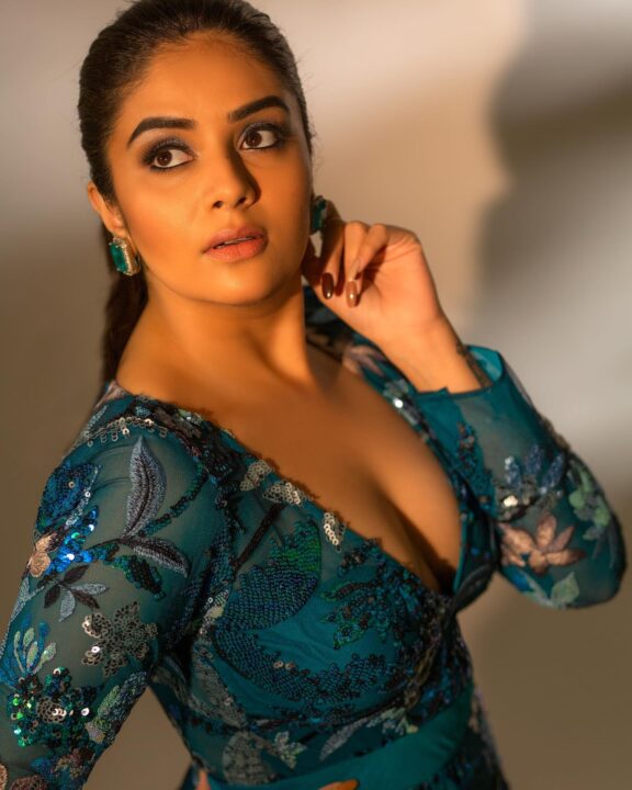 Sreemukhi hot cleavage stills