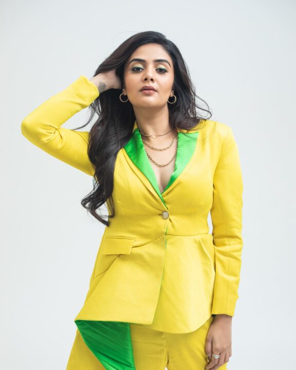 Sreemukhi hot cleavage stills