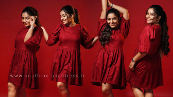 Rajisha Vijayan in red midi dress photos