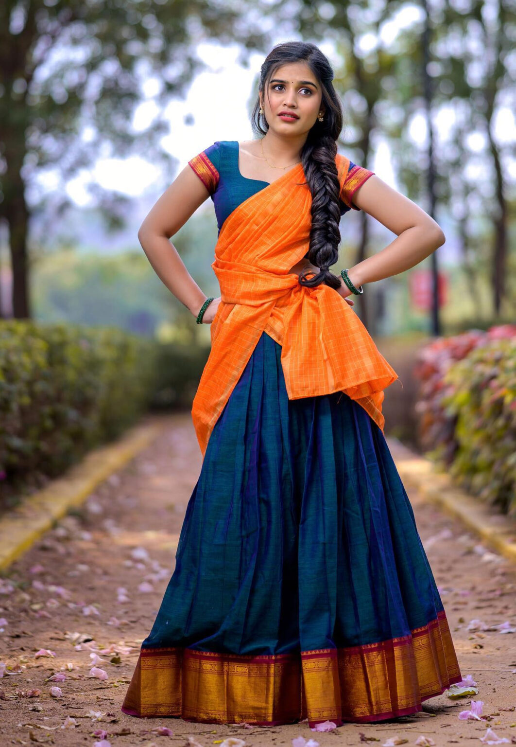 Varsha Dsouza in half saree photoshoot stills - South Indian Actress