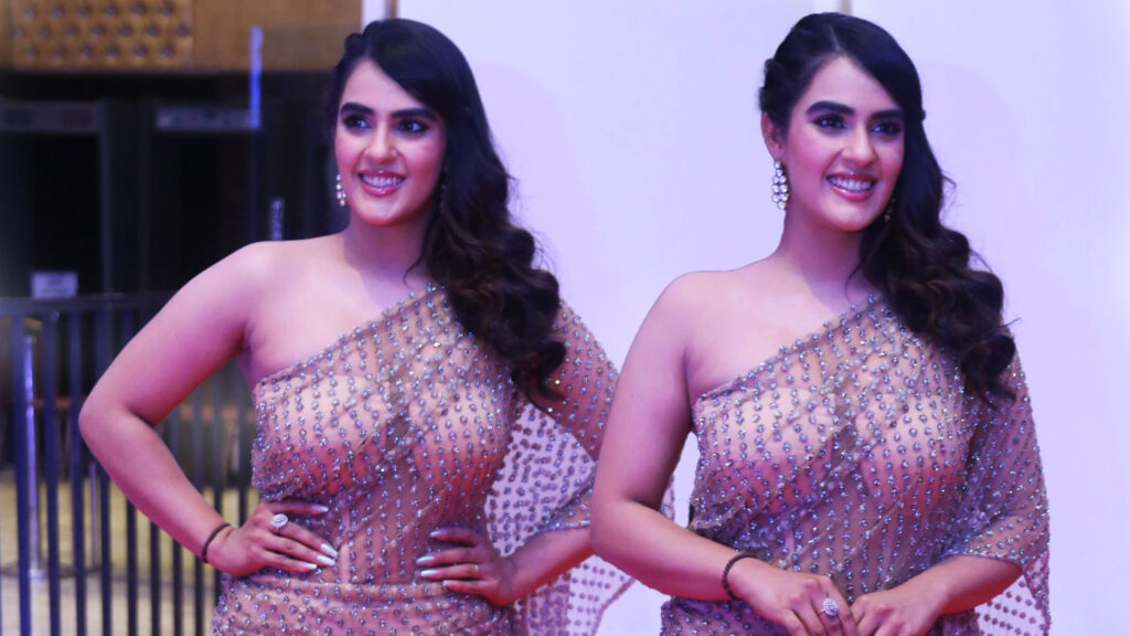 Kavya Thapar stills at Bichagadu 2 movie pre release