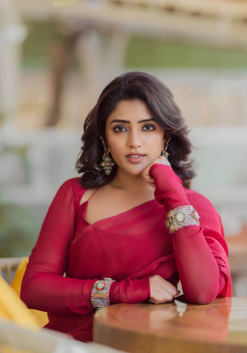 Eesha Rebba in maroon saree photos