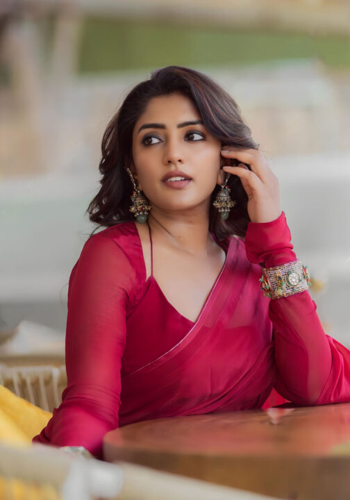 Eesha Rebba in maroon saree photos