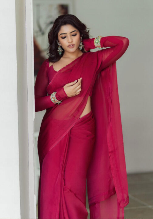 Eesha Rebba in maroon saree photos