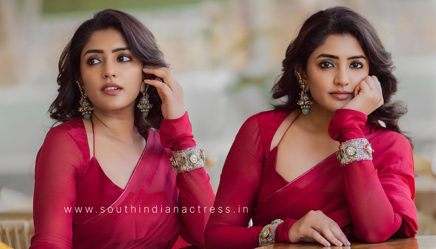 Eesha Rebba in maroon saree photos