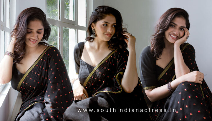 Sunaina in black crepe silk saree photos