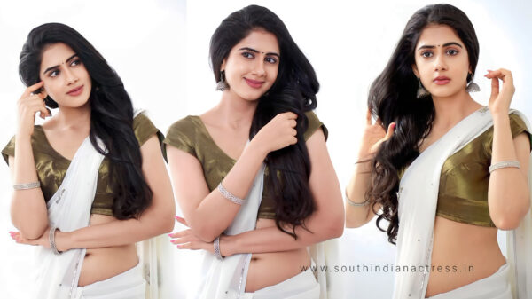 Gehna Sippy in white saree photoshoot stills