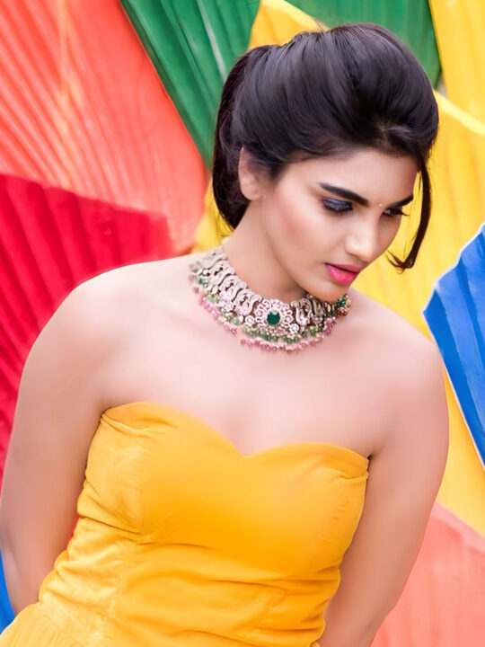 Jabardasth Varsha in yellow gown photoshoot