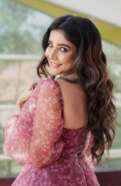 Sakshi Agarwal hot stills in short floral frock