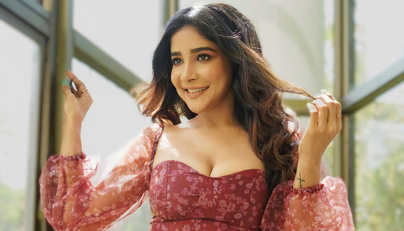 Sakshi Agarwal hot stills in short floral frock