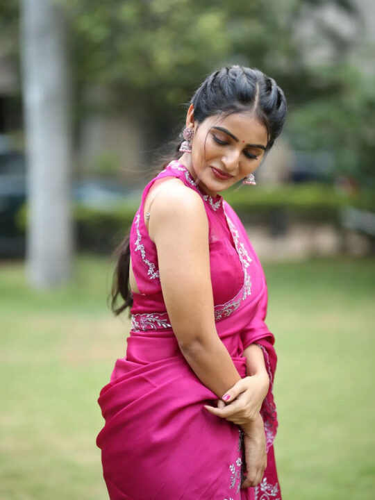 Ananya Nagalla in saree stills at Anveshi Movie Trailer Launch