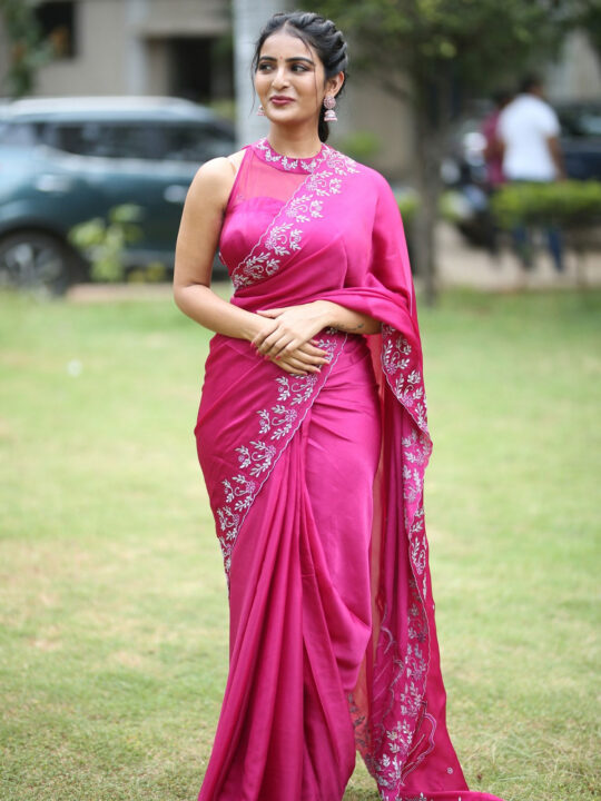 Ananya Nagalla in saree stills at Anveshi Movie Trailer Launch